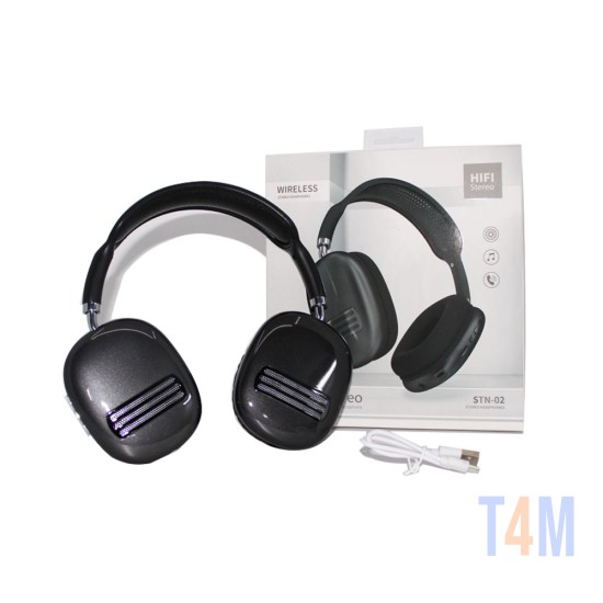 OVER EAR WIRELESS HEADPHONE STN-02 WITH LED AND NOISE CANCELING FUNCTION BLACK